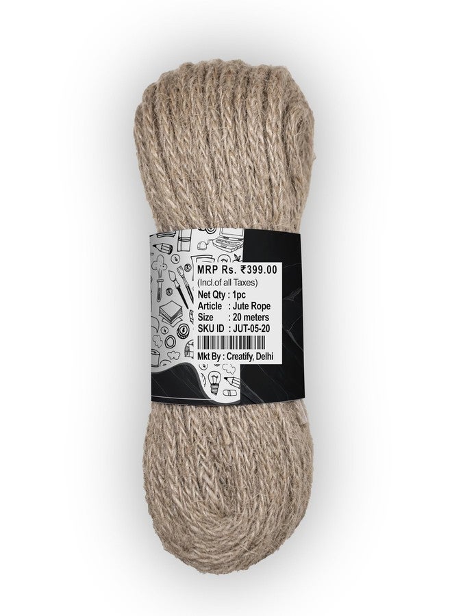 CREATIFY Natural Jute Rope (20 Meters, 5mm, 12 Cord) | Jute Twine | Jute Thread | Eco-Friendly String for Craft, Art, Décor & More - Image 2